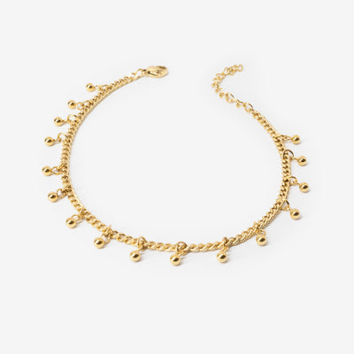 18k gold plated stainless steel dotted anklet by Salaam Gallery, elegant and affordable jewelry