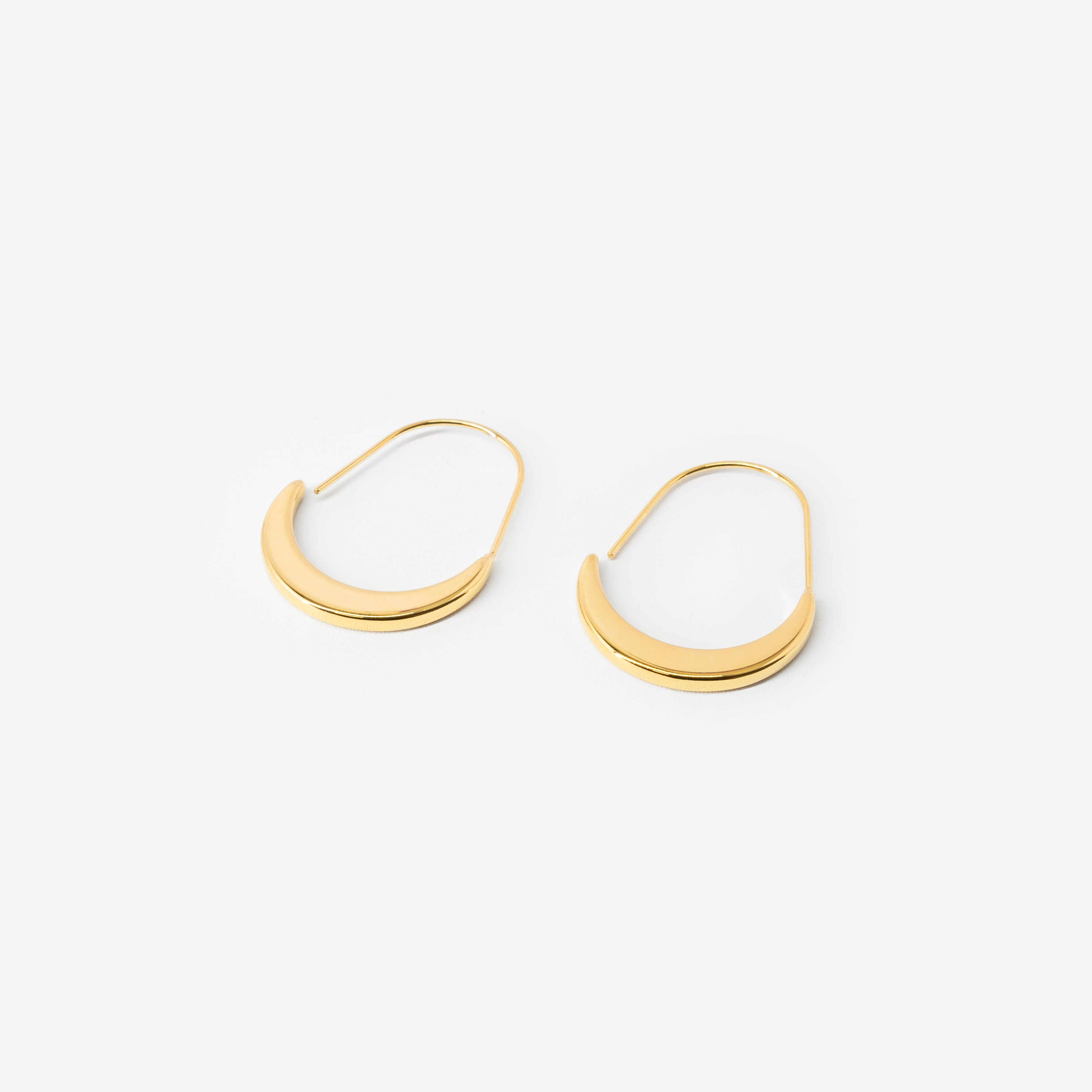 18k gold plated stainless steel crescent hook earrings earrings by Salaam Gallery, elegant and affordable jewelry