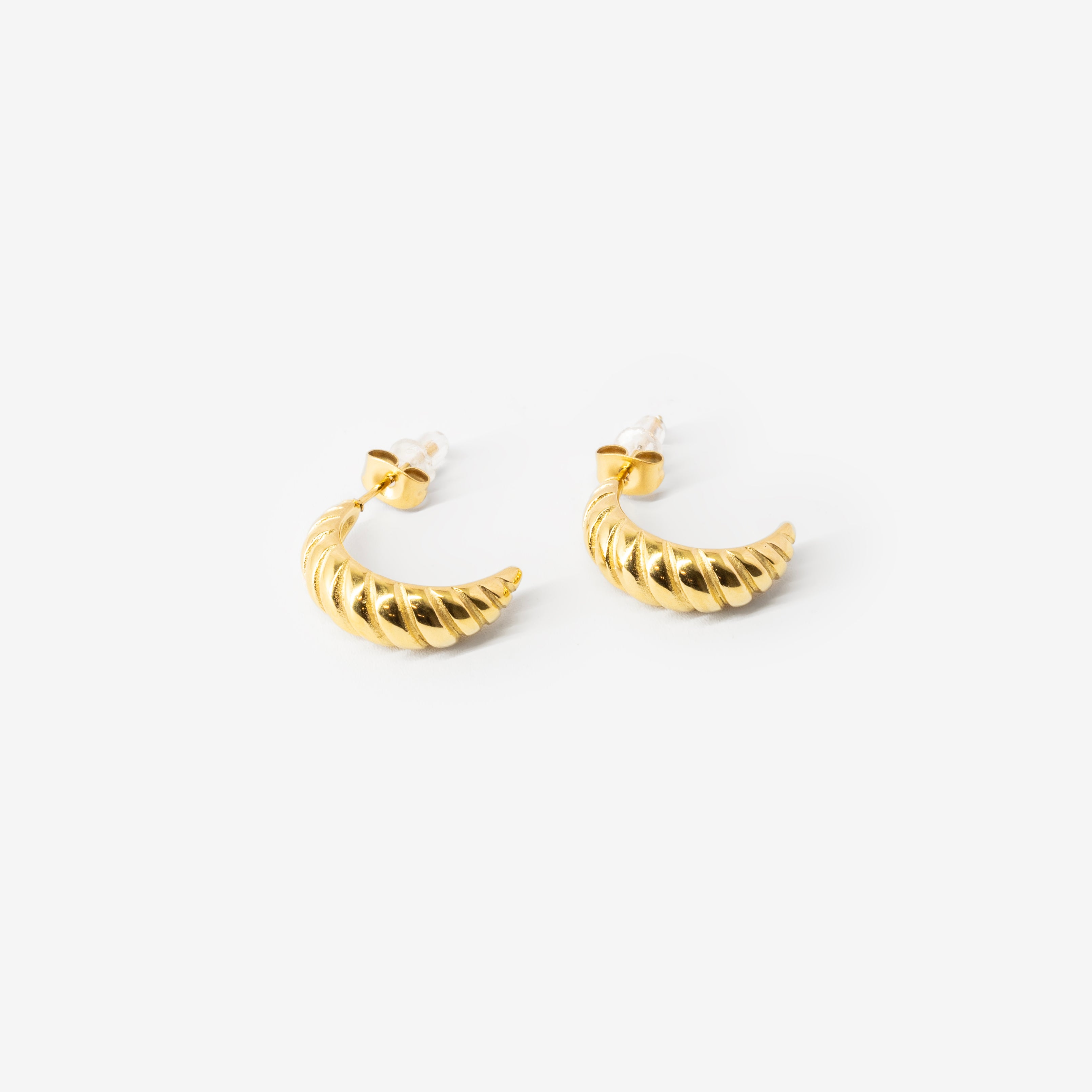 18k gold plated stainless steel crescent shell earrings earrings by Salaam Gallery, elegant and affordable jewelry