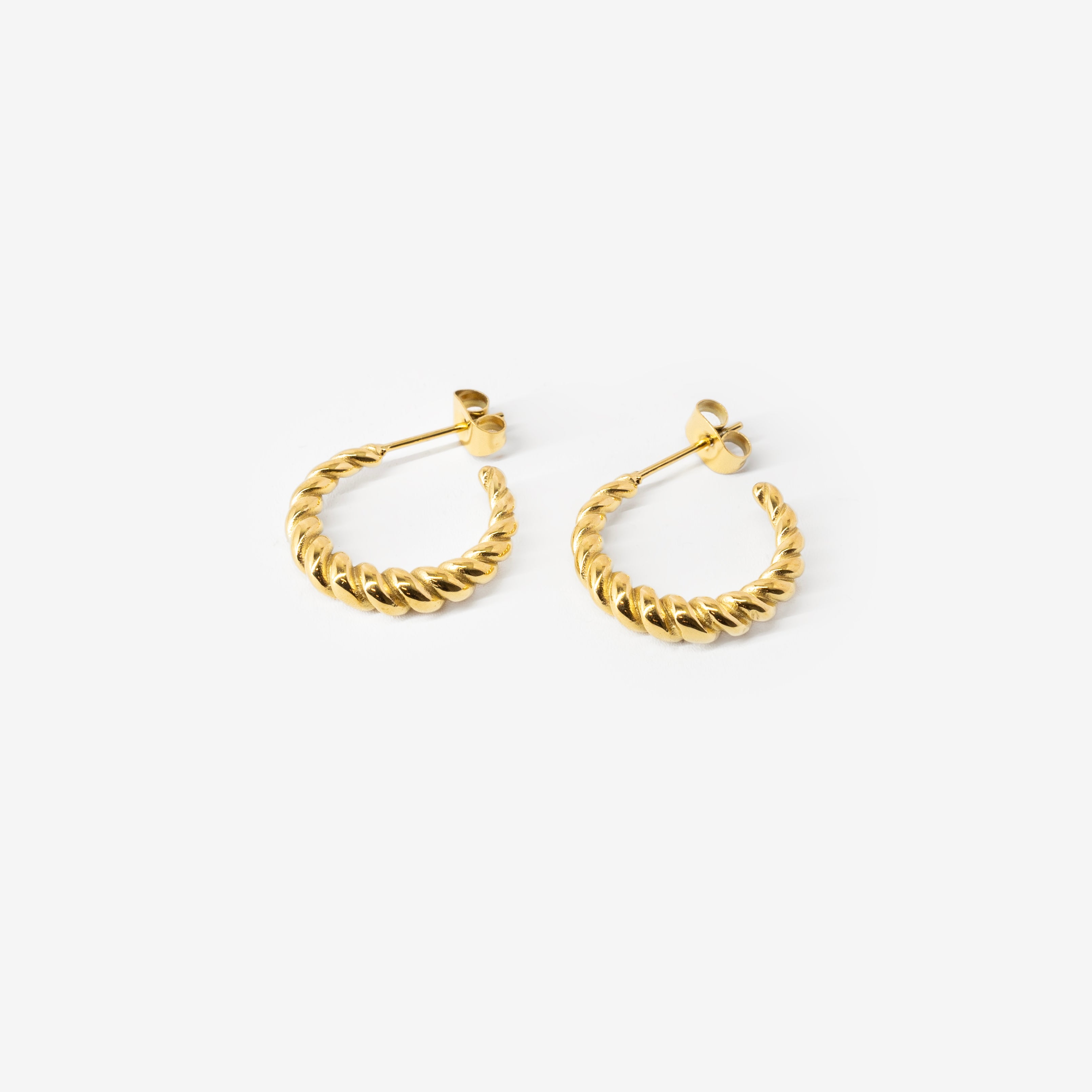 18k gold plated stainless steel crescent twist earrings earrings by Salaam Gallery, elegant and affordable jewelry