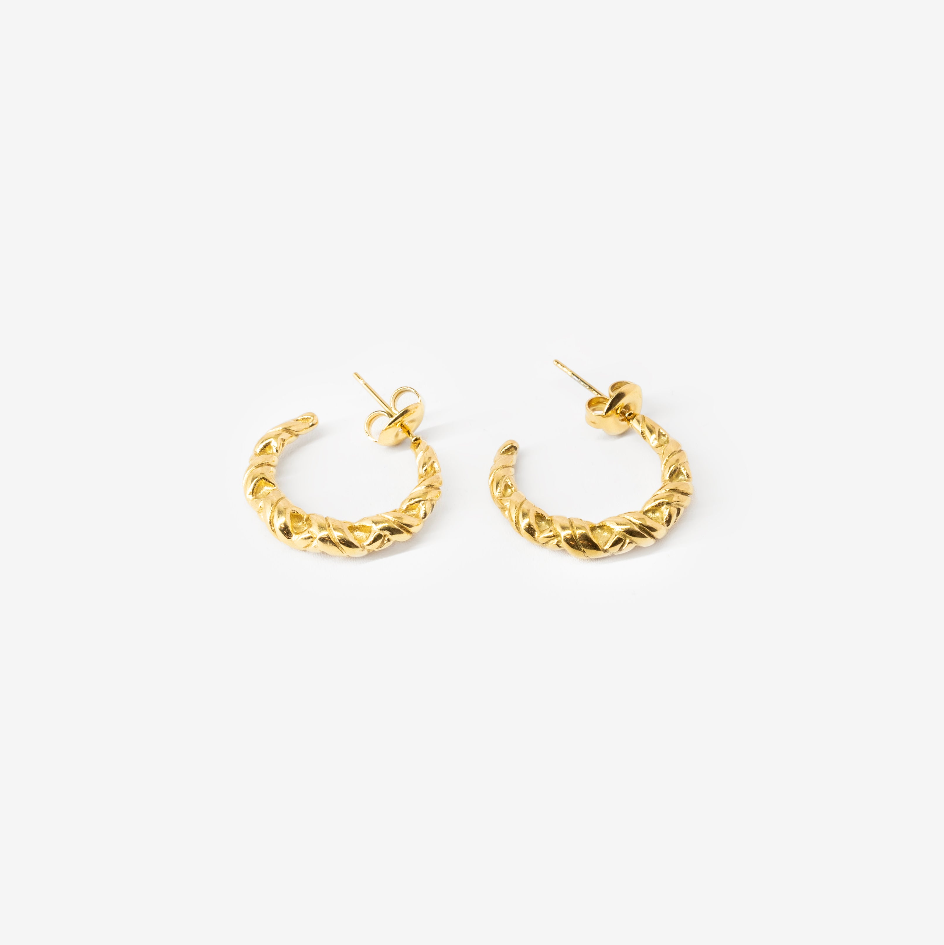 18k gold plated stainless steel crescent x earrings earrings by Salaam Gallery, elegant and affordable jewelry