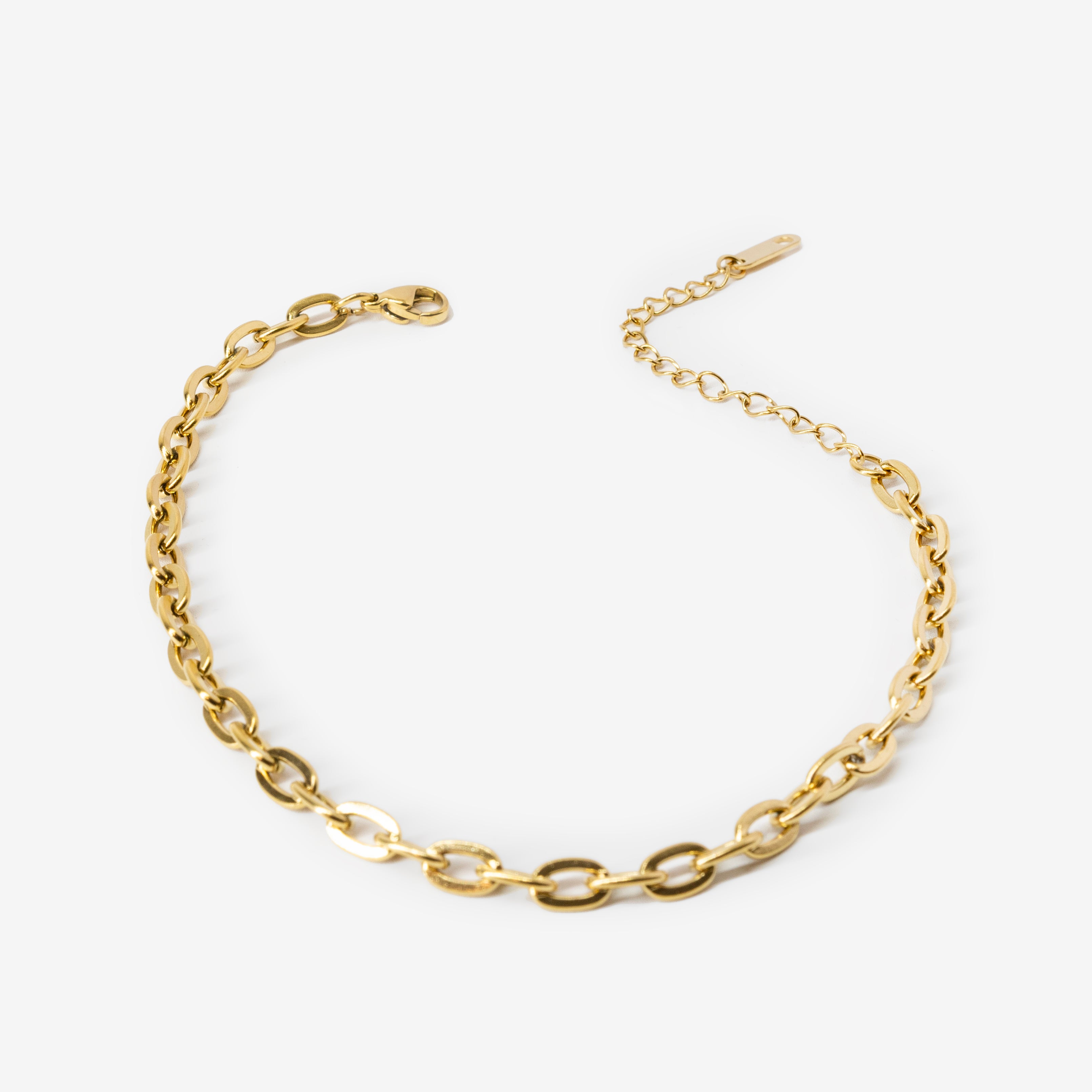 18k gold plated stainless steel daisy anklet by Salaam Gallery, elegant and affordable jewelry