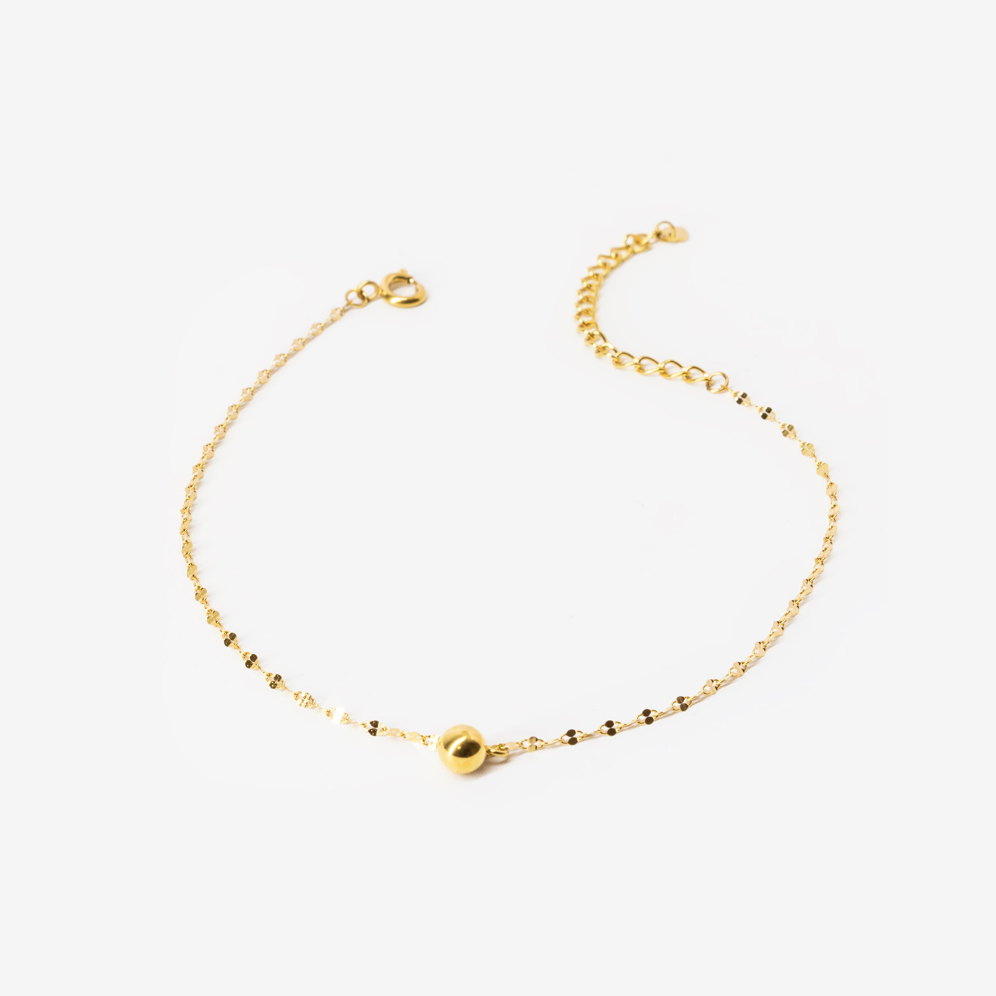 18k gold plated stainless steel dot anklet by Salaam Gallery, elegant and affordable jewelry