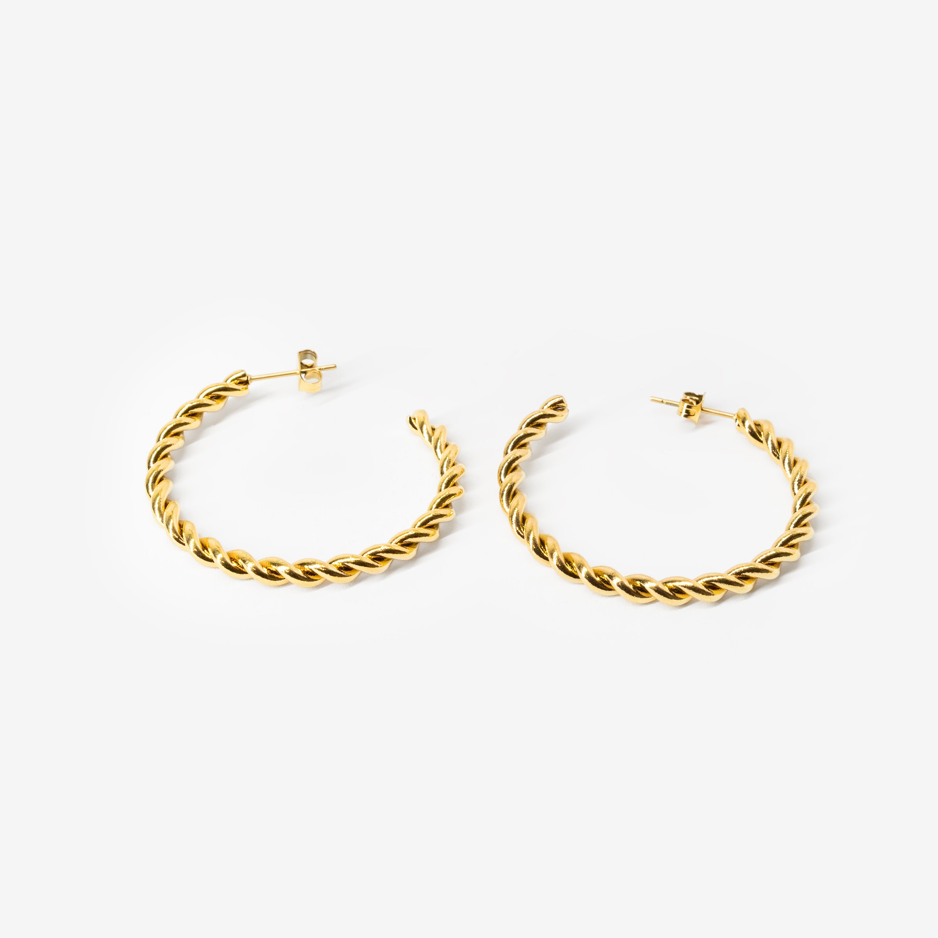 18k gold plated stainless steel essential hoop twist earrings earrings by Salaam Gallery, elegant and affordable jewelry