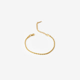 18k gold plated stainless steel essential thin rope chain bracelet by Salaam Gallery, elegant and affordable jewelry