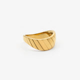 18k gold plated stainless steel horizon ring by Salaam Gallery, elegant and affordable jewelry		