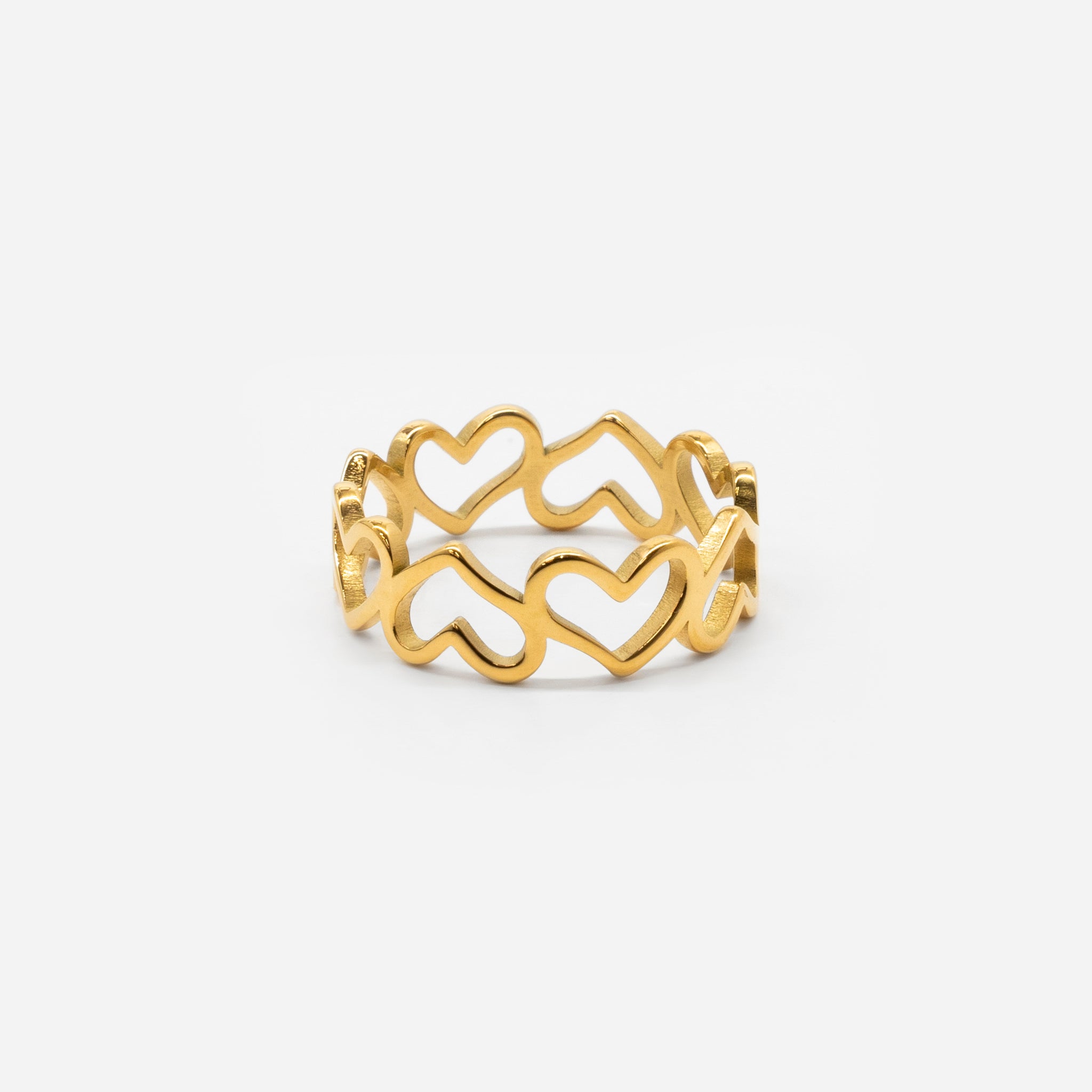 18k gold plated stainless steel infinite love 2.0 ring by Salaam Gallery, elegant and affordable jewelry		