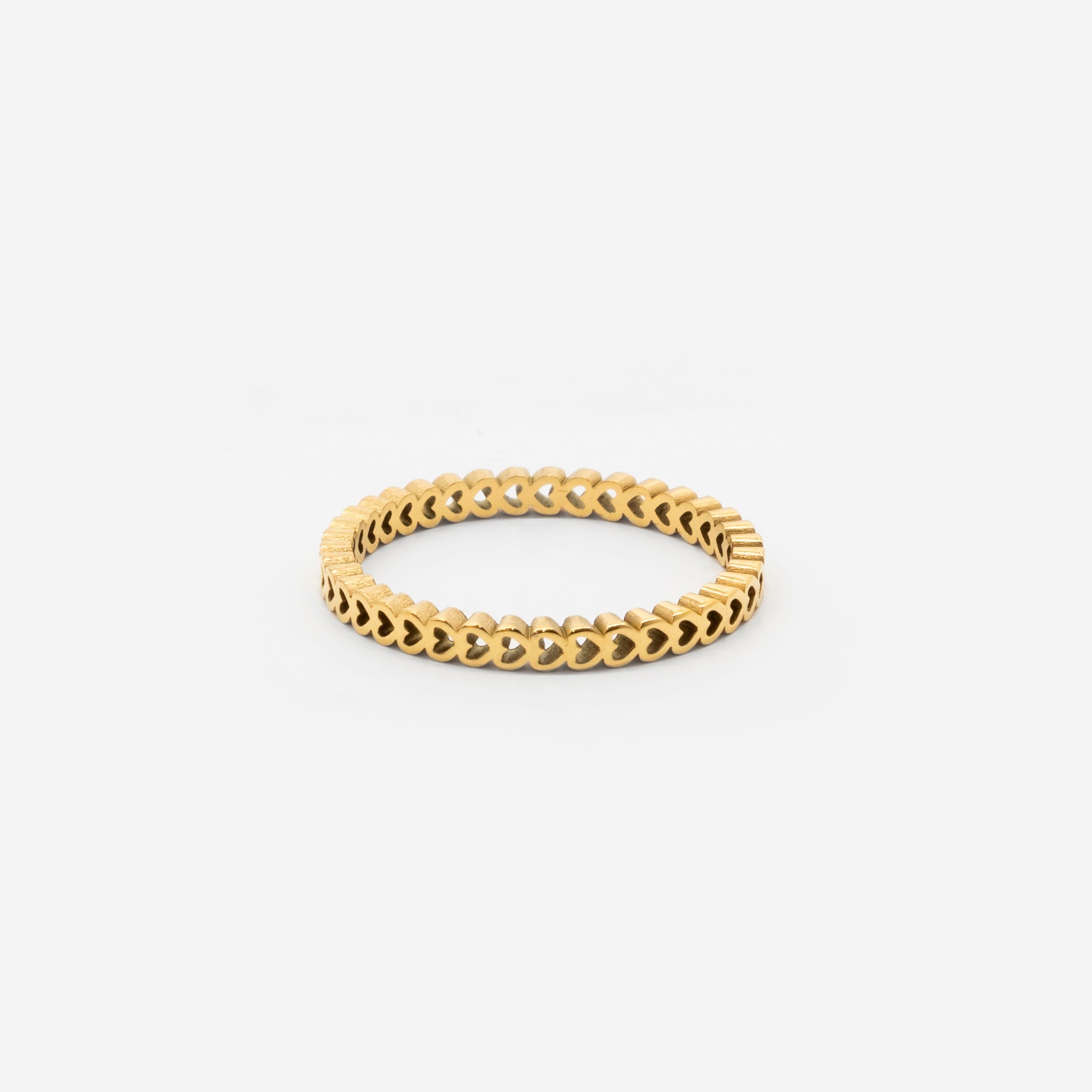 18k gold plated stainless steel infinite love ring by Salaam Gallery, elegant and affordable jewelry		