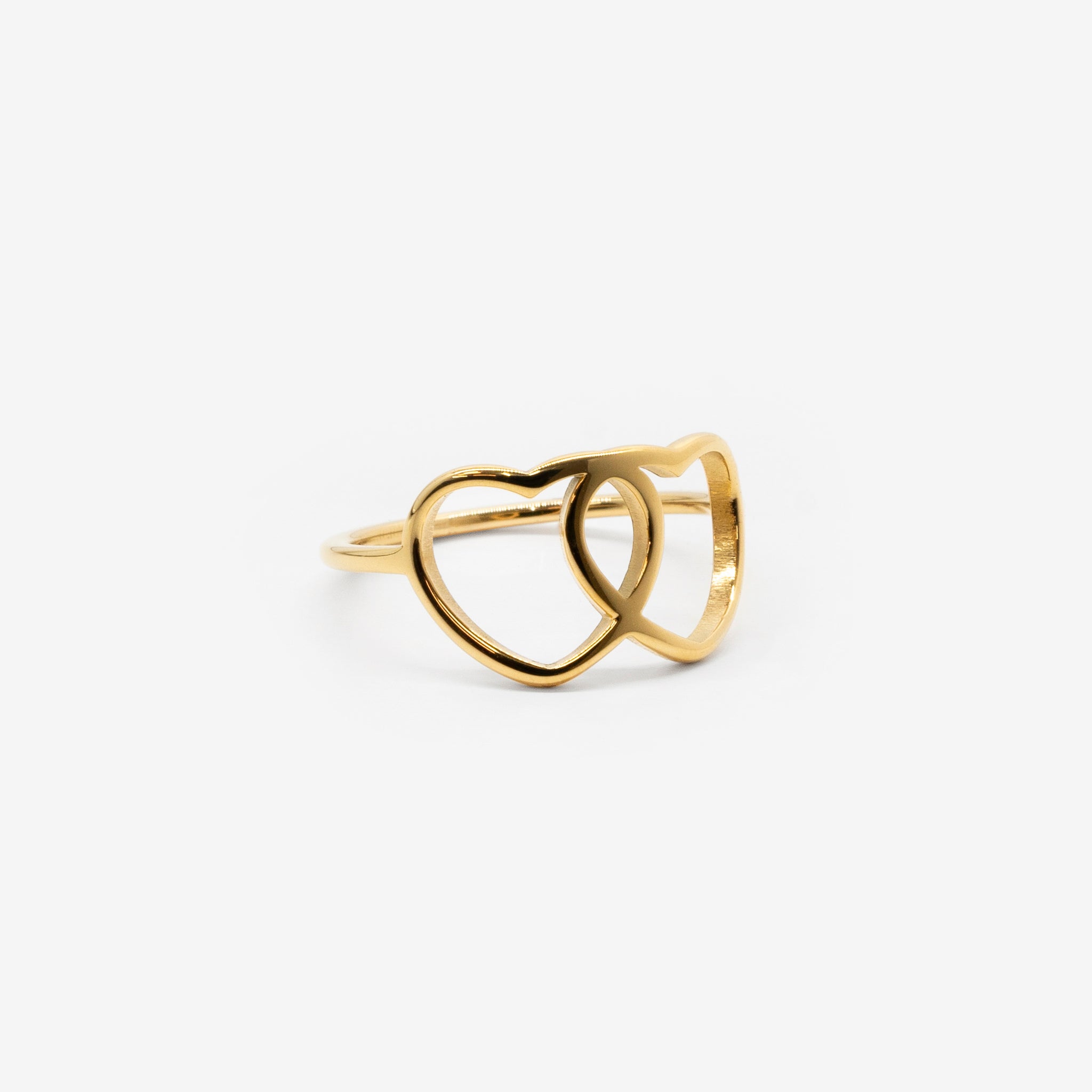 18k gold plated stainless steel locked love ring by Salaam Gallery, elegant and affordable jewelry