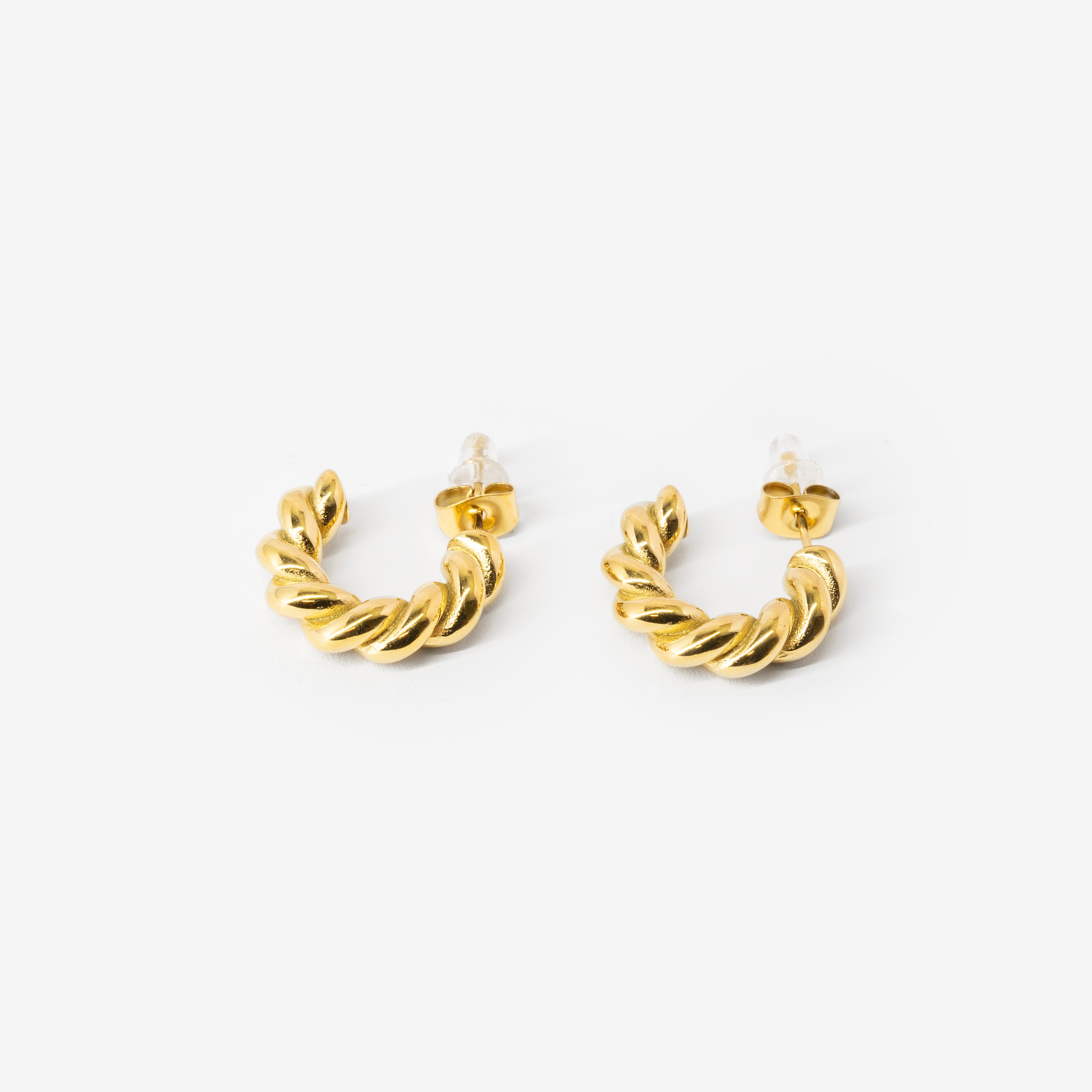 18k gold plated stainless steel mini lou earrings by Salaam Gallery, elegant and affordable jewelry