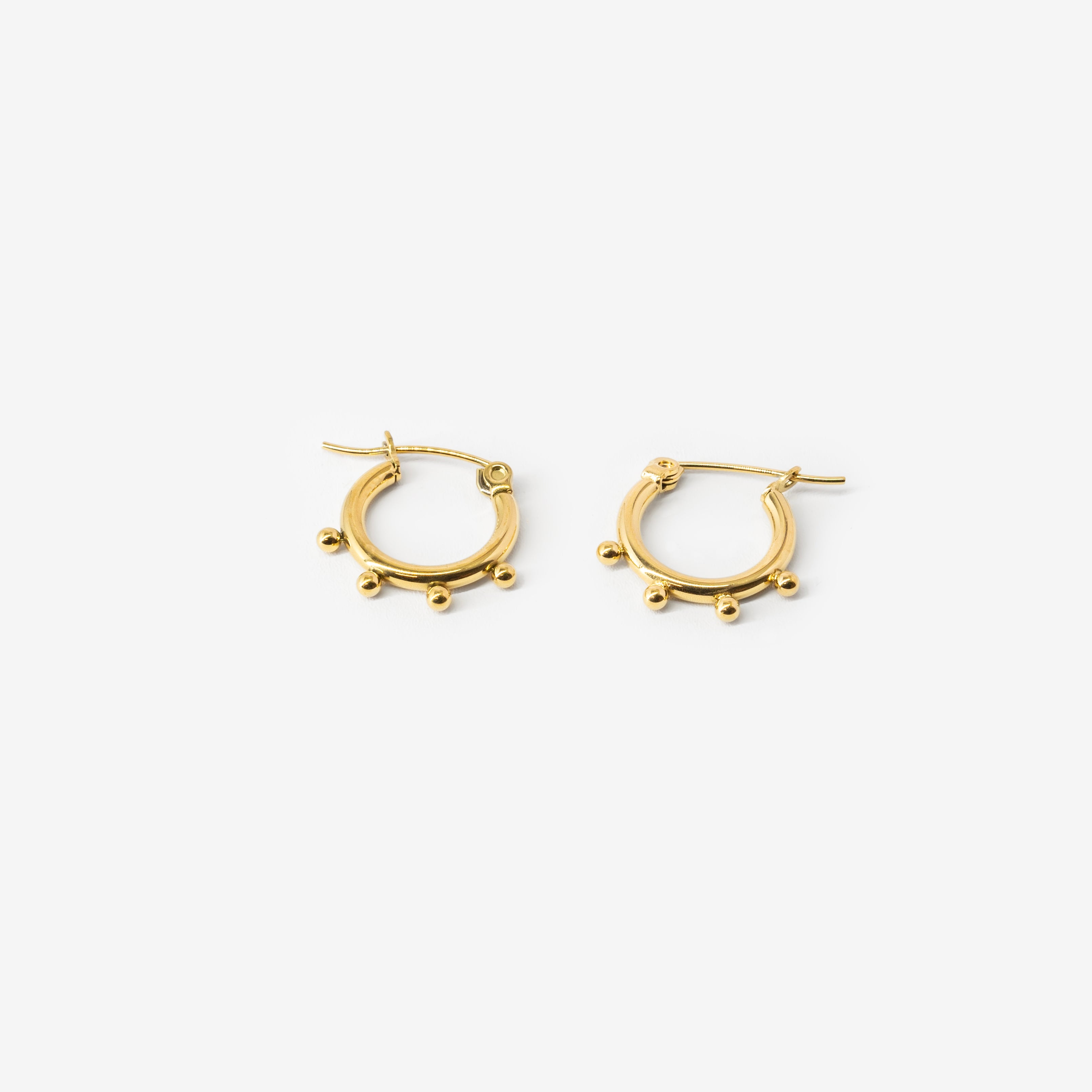 18k gold plated stainless steel mini royale earrings by Salaam Gallery, elegant and affordable jewelry