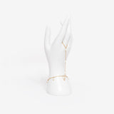 18k gold plated stainless steel pearl hand chain bracelet by Salaam Gallery, elegant and affordable jewelry