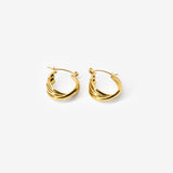 18k gold plated stainless steel stax earrings by Salaam Gallery, elegant and affordable jewelry