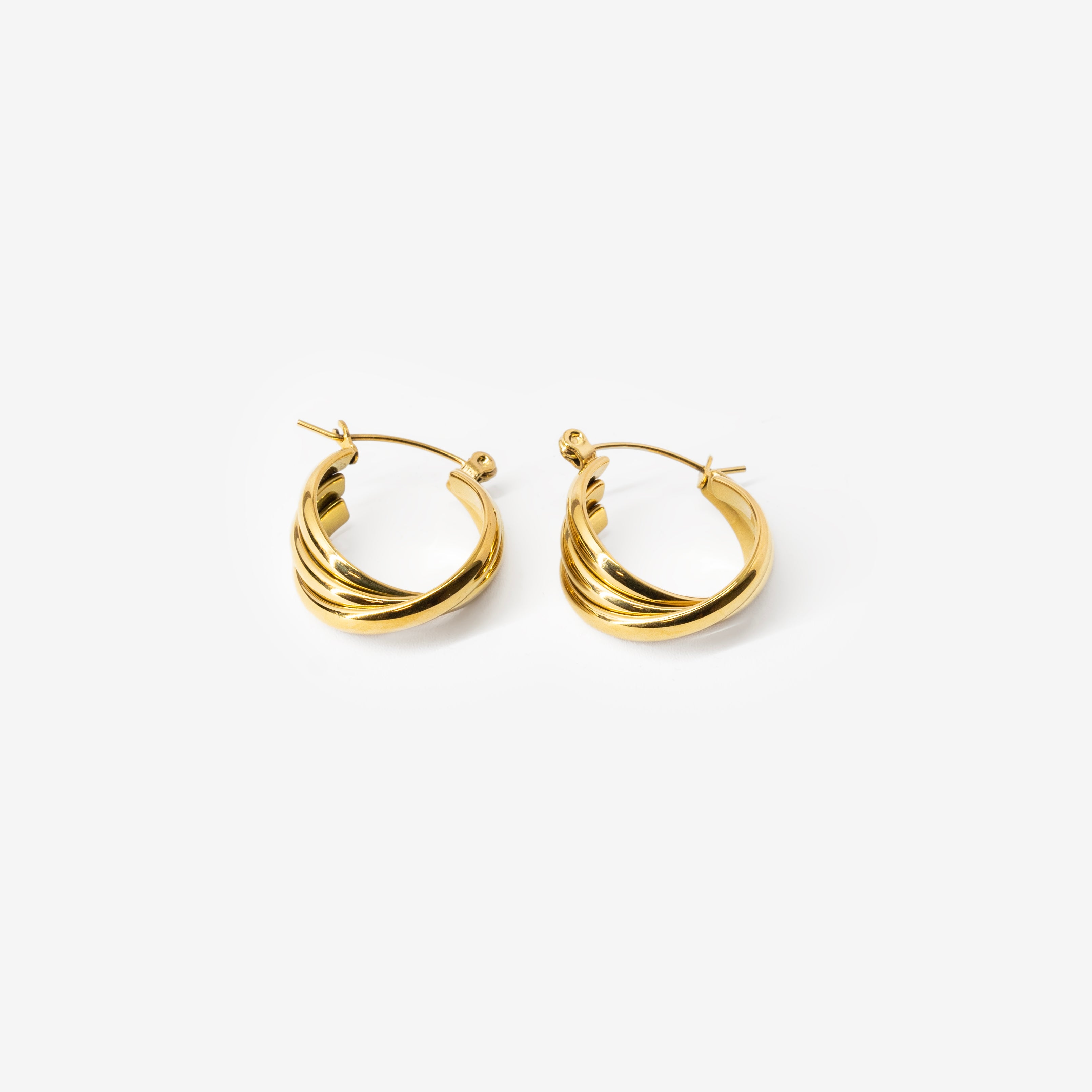 18k gold plated stainless steel stax earrings by Salaam Gallery, elegant and affordable jewelry