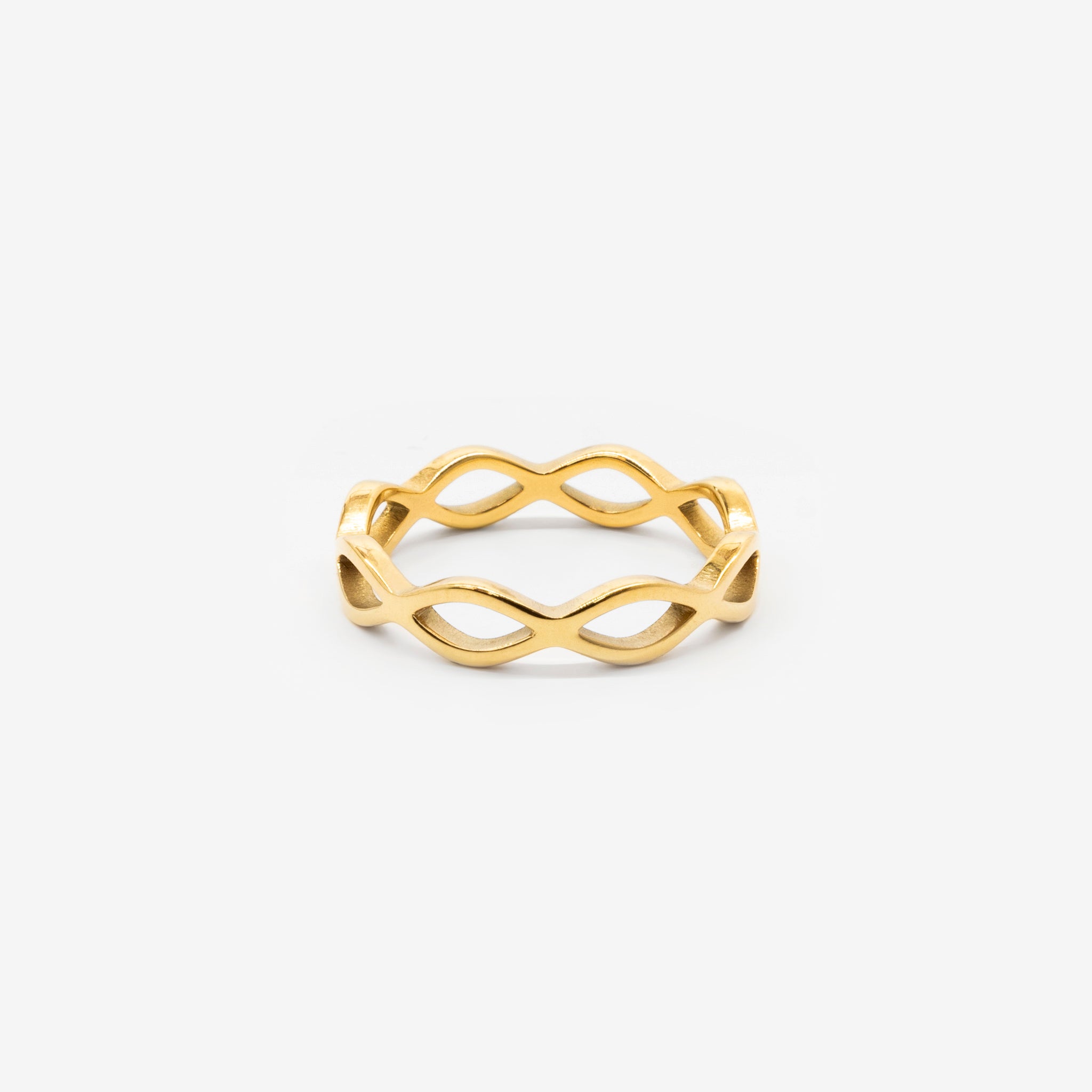 18k gold plated stainless steel strand ring by Salaam Gallery, elegant and affordable jewelry