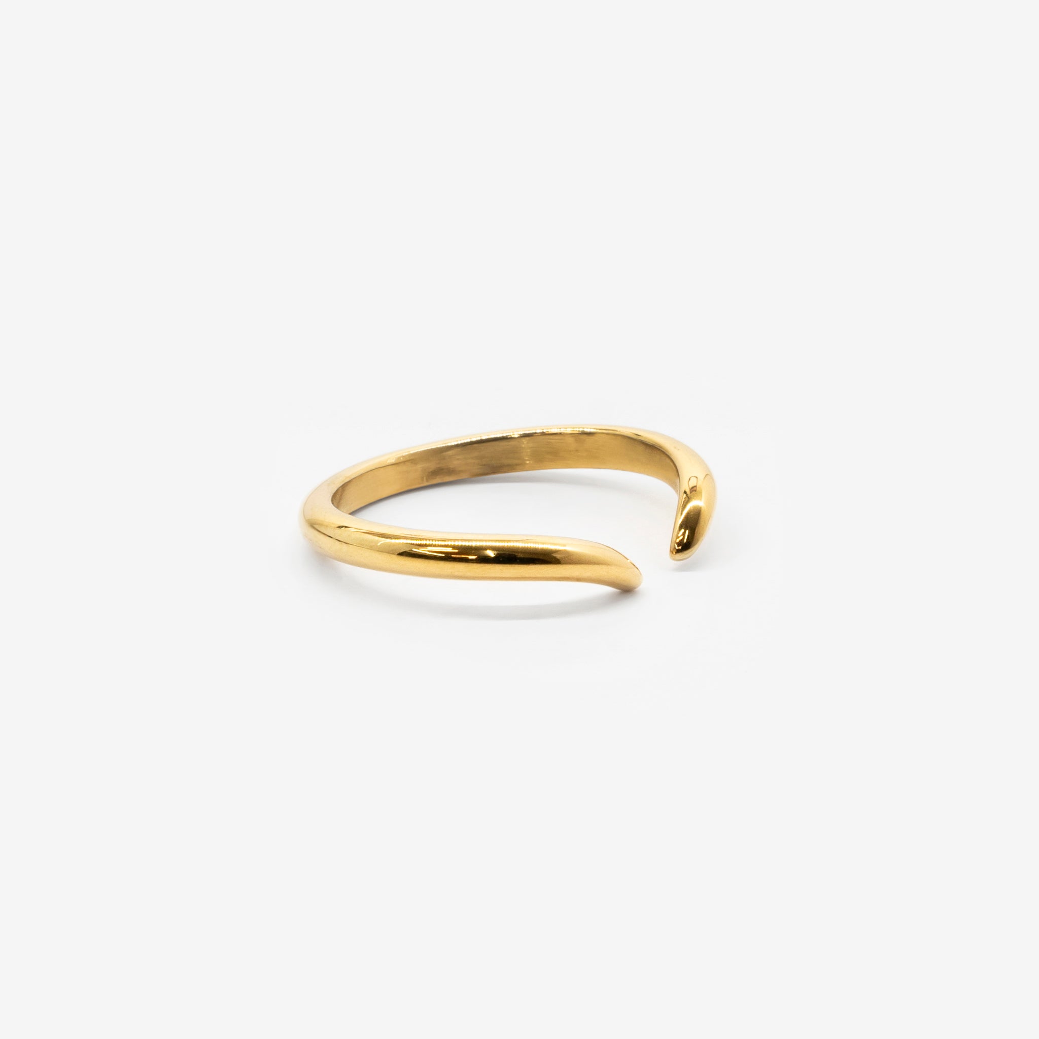 18k gold plated stainless steel tusk ring by Salaam Gallery, elegant and affordable jewelry