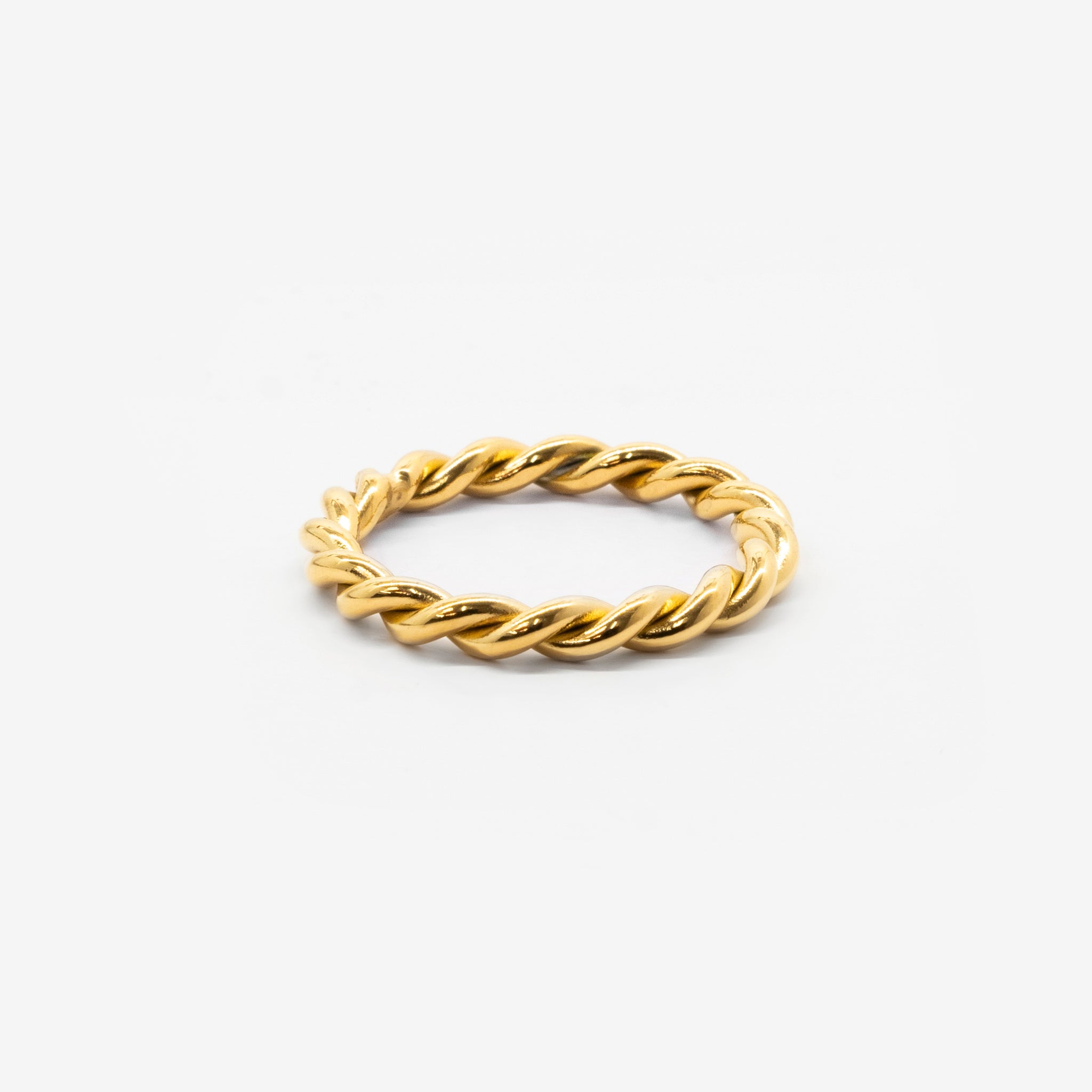 18k gold plated stainless steel twined ring by Salaam Gallery, elegant and affordable jewelry