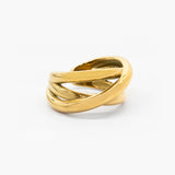 18k gold plated stainless steel vortex ring by Salaam Gallery, elegant and affordable jewelry