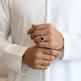 Sultan Onyx Ring worn on hand – modern black onyx men’s statement ring