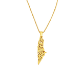 "Verily, with Hardship Comes Ease" Palestine Shape Calligraphy Necklace