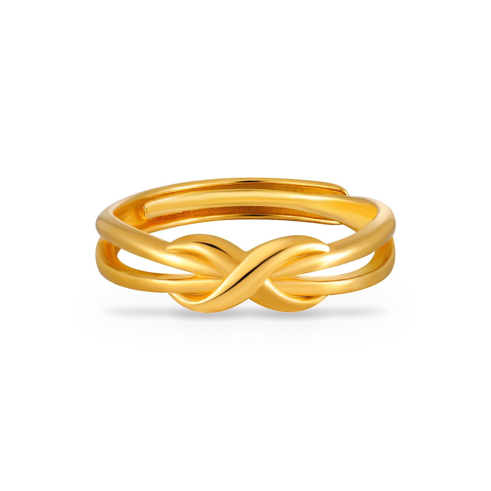 Abadi Infinity Adjustable Ring – 18K gold plated stainless steel, on a white background