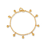 Amira Heart Charm Bracelet – 18K gold plated stainless steel, on a white background