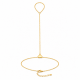 Amira Heart Gold Hand Chain with a polished heart centerpiece on a white background