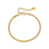 Aura Mesh Anklet – 18K gold plated stainless steel, on a white background