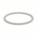 Aurora silver bead bangle in polished stainless steel on white background