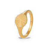 Dhuha Signet Ring – 18K gold plated stainless steel, on a white background
