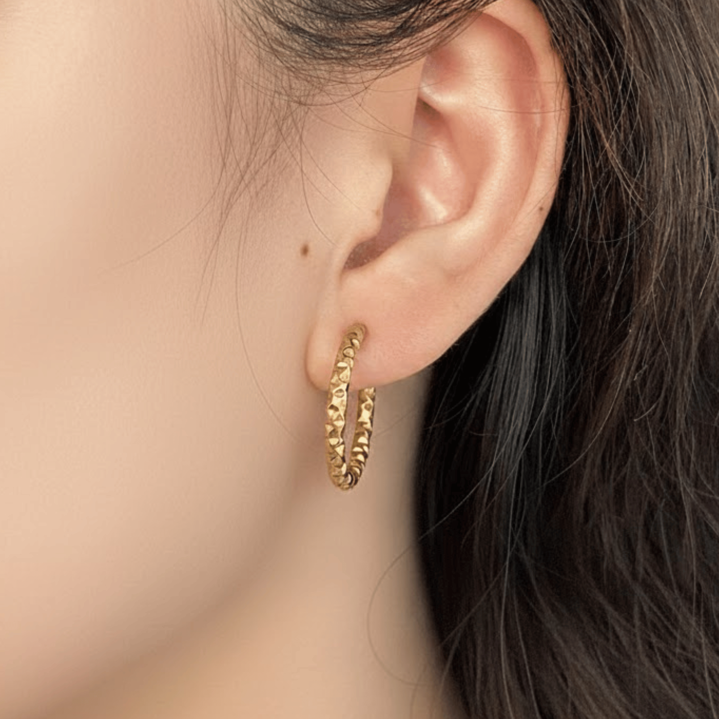 Diamond Cut Gold Hoop Earrings - Salaam Gallery