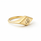 Diamond Tawakkul Ring in 18K gold plated stainless steel featuring engraved Arabic calligraphy توكل