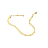 Flat Herringbone Bracelet in 18K gold plated stainless steel featuring wide smooth polished chain and adjustable extension