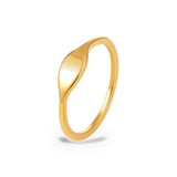 Hana Mini Signet Ring – 18K gold plated stainless steel, on a white background