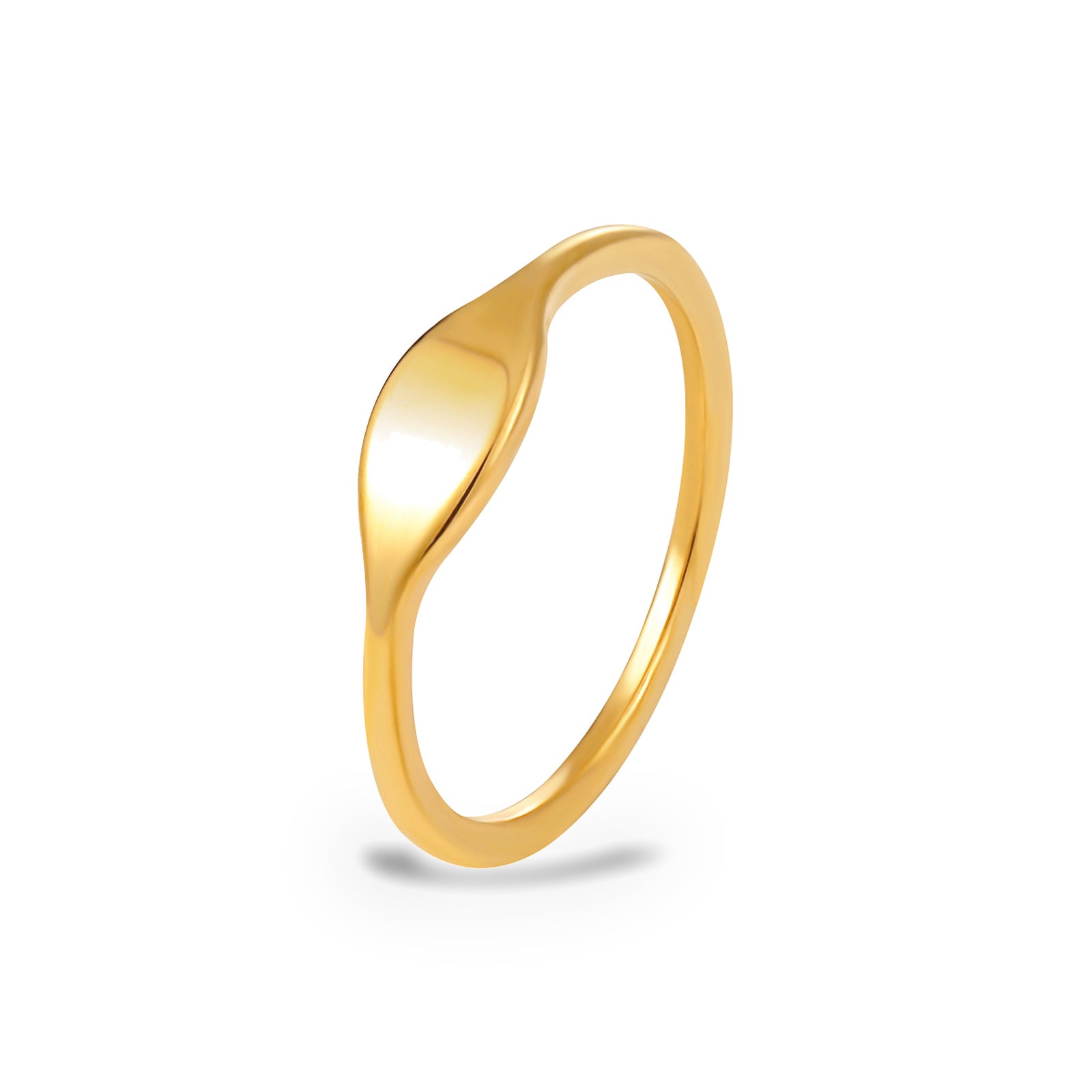 Hana Mini Signet Ring – 18K gold plated stainless steel, on a white background