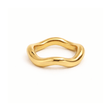 Mirage Wave Ring in 18K gold plated stainless steel featuring a sculpted fluid wave design with high polish finish