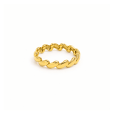 Nura Chain Ring in 18K gold plated stainless steel featuring rounded chain-inspired links with high polish finish.