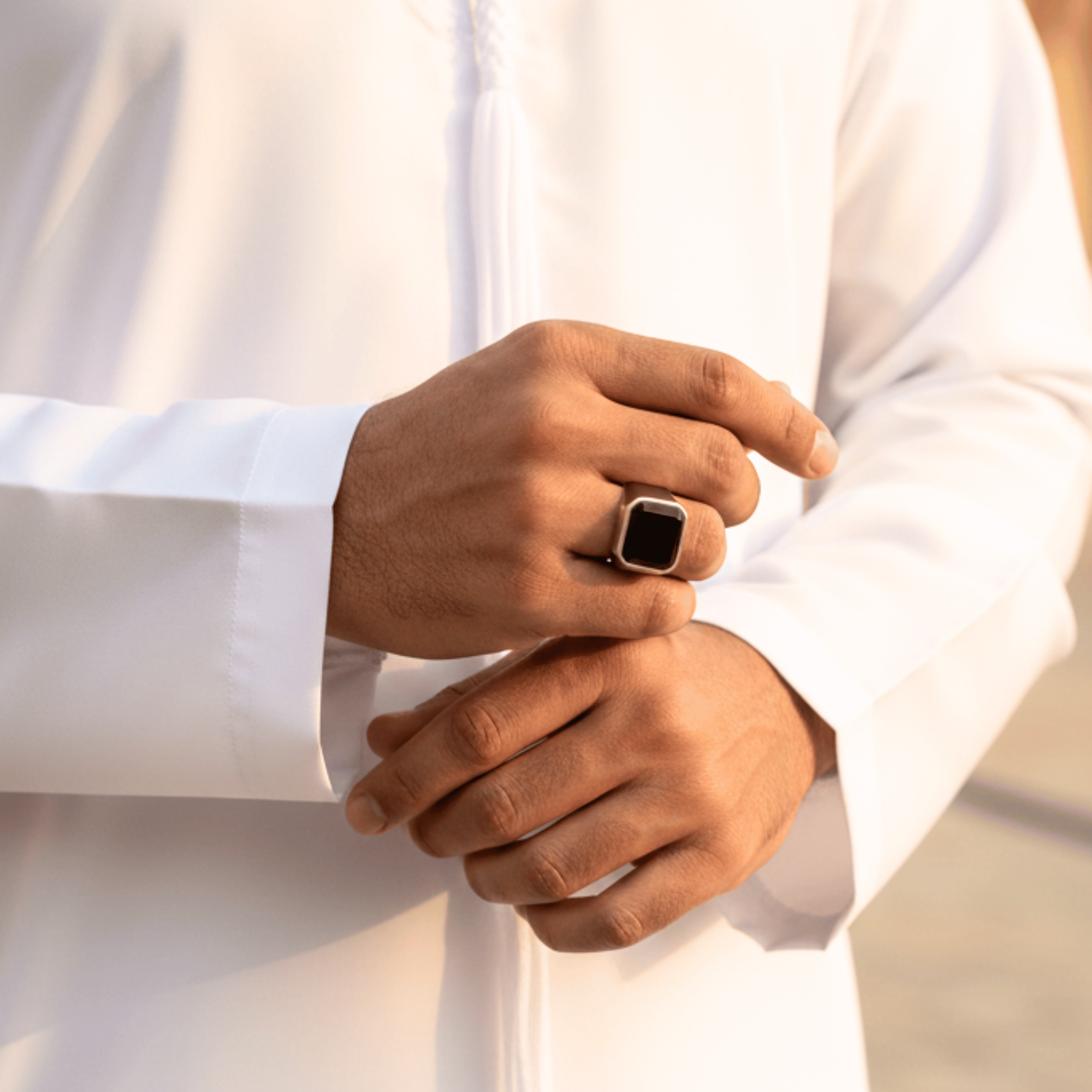 Qadr Black Stone Ring - Salaam Gallery