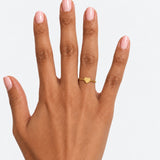 Qalb Heart Ring – 18K gold plated stainless steel, styled lifestyle shot