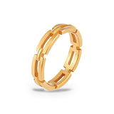 Qasr Link Band Ring – 18K gold plated stainless steel, on a white background