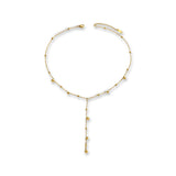 Qatra Drop Lariat Necklace – 18K gold plated stainless steel, on a white background