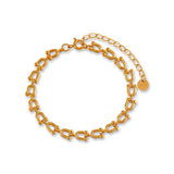 Qufl Link Bracelet – 18K gold plated stainless steel, on a white background