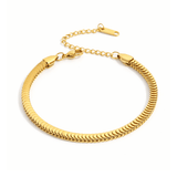 Radiant Link gold bracelet in 18K gold plated stainless steel with adjustable chain clasp on white background