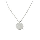 Sabr, Shukr & Tawakkul Coin Necklace in silver featuring Arabic calligraphy symbolizing patience, gratitude, and trust in Allah, shown on a clean white background.