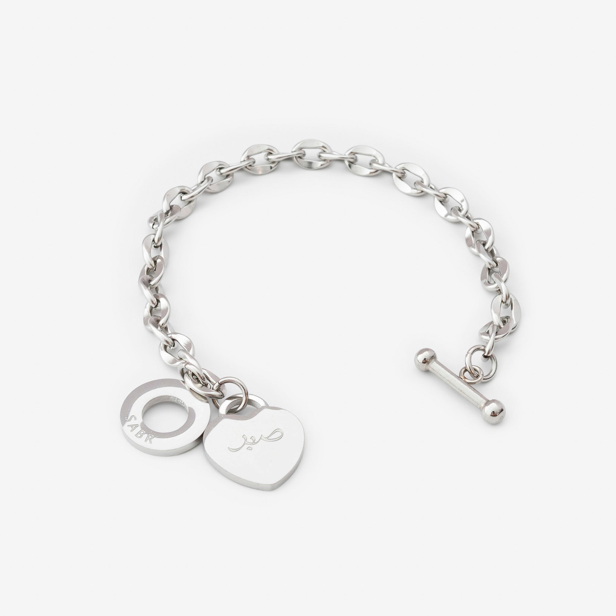 silver plated stainless steel sabr bracelet by Salaam Gallery, elegant and affordable jewelry