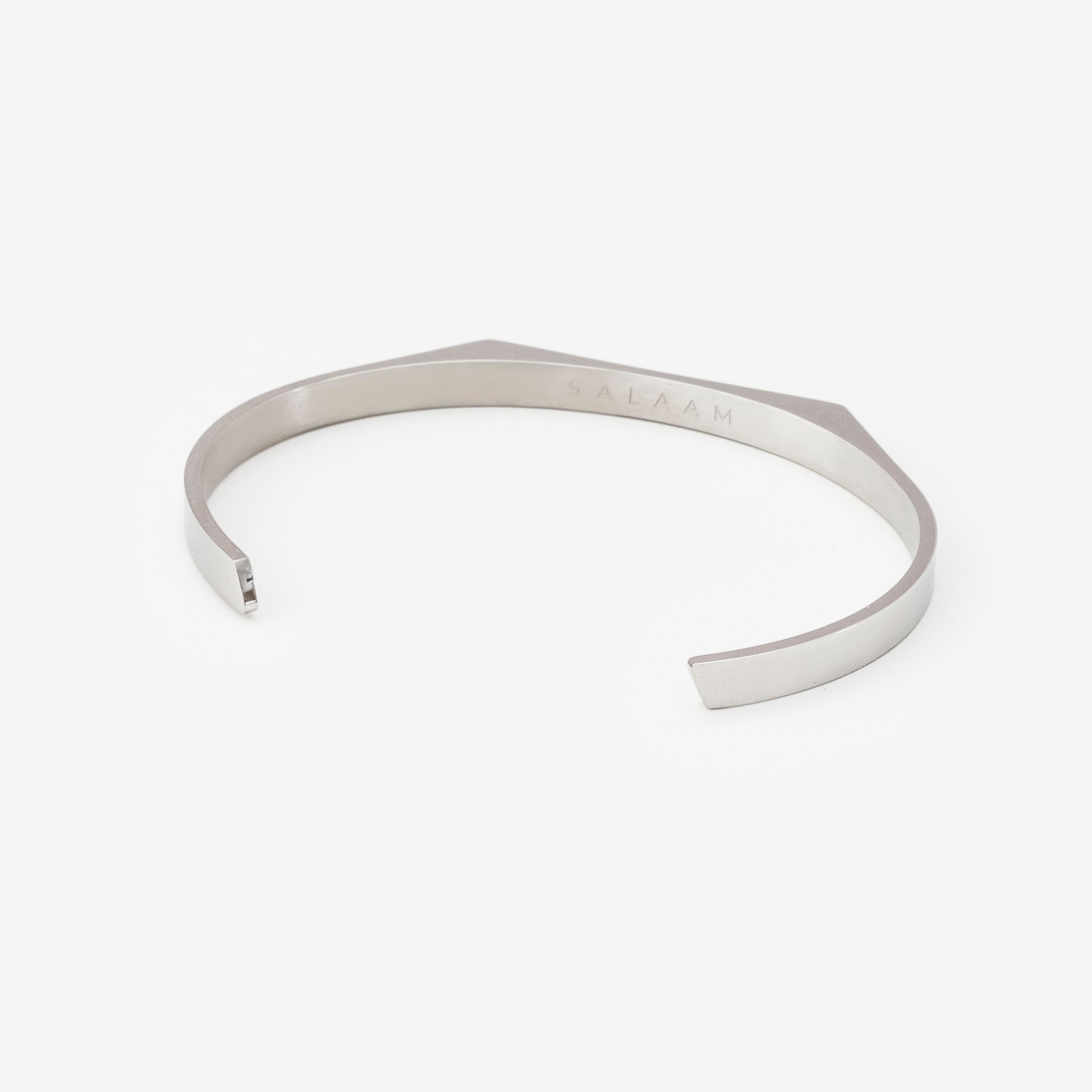 18k gold plated stainless steel minimal signet cuff bracelet by Salaam Gallery, elegant and affordable jewelry