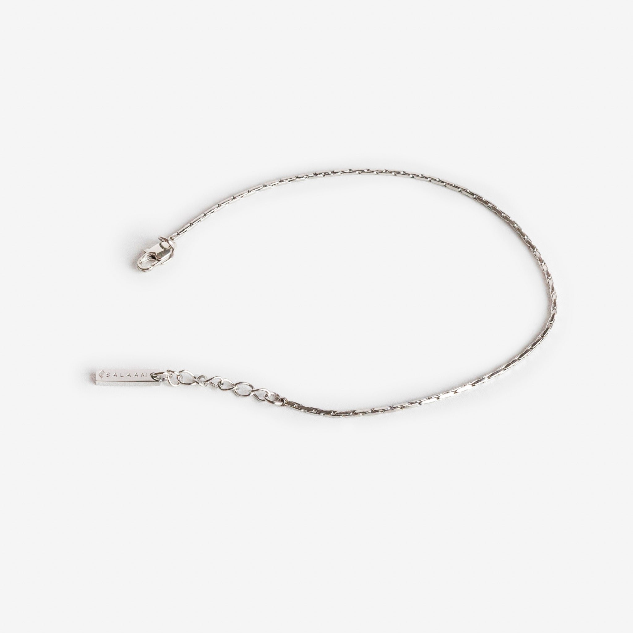 silver stainless steel minimal wire chain by Salaam Gallery, elegant and affordable jewelry		