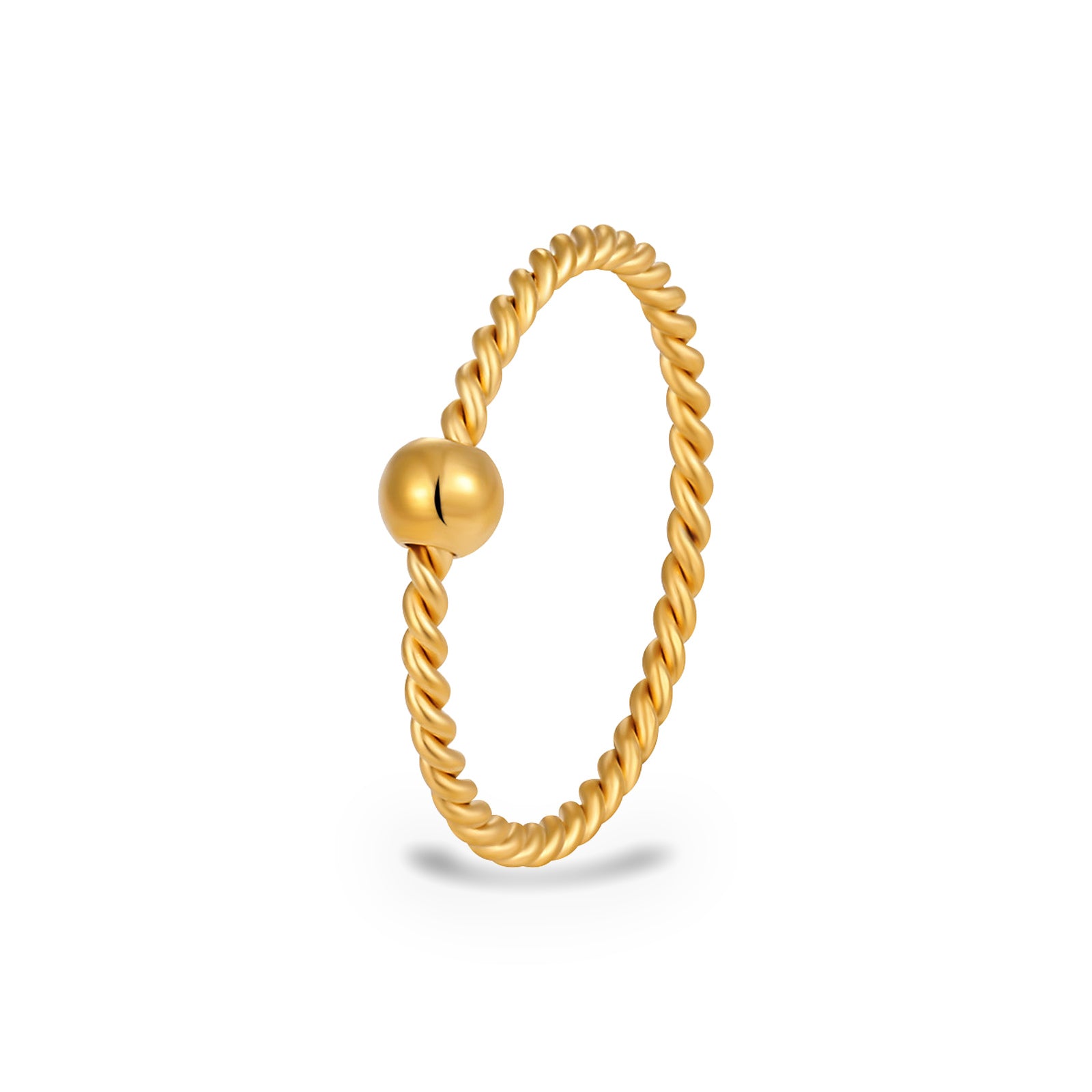 Tasbih Bead Ring – 18K gold plated stainless steel, on a white background