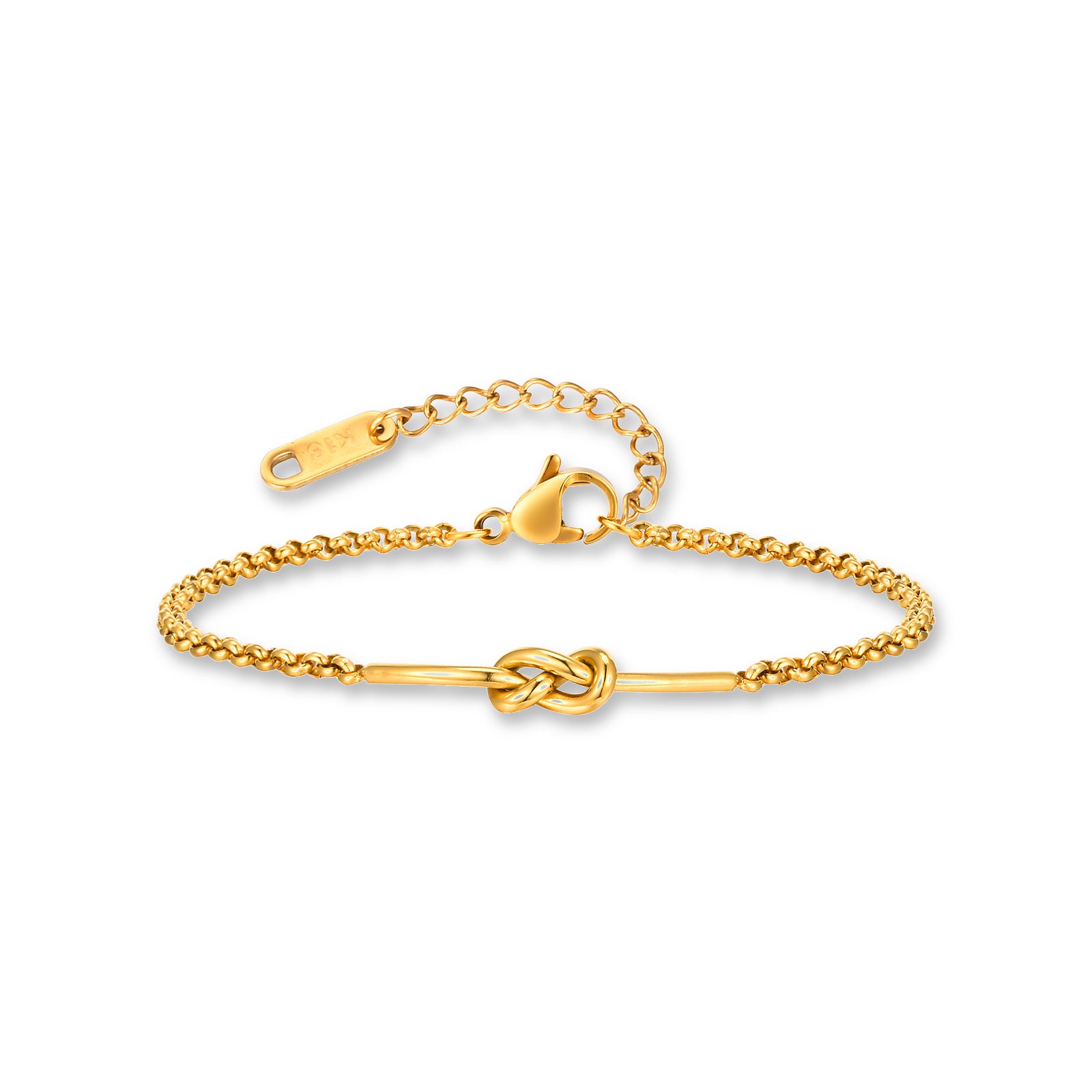 Wafa Knot Bracelet – 18K gold plated stainless steel, on a white background