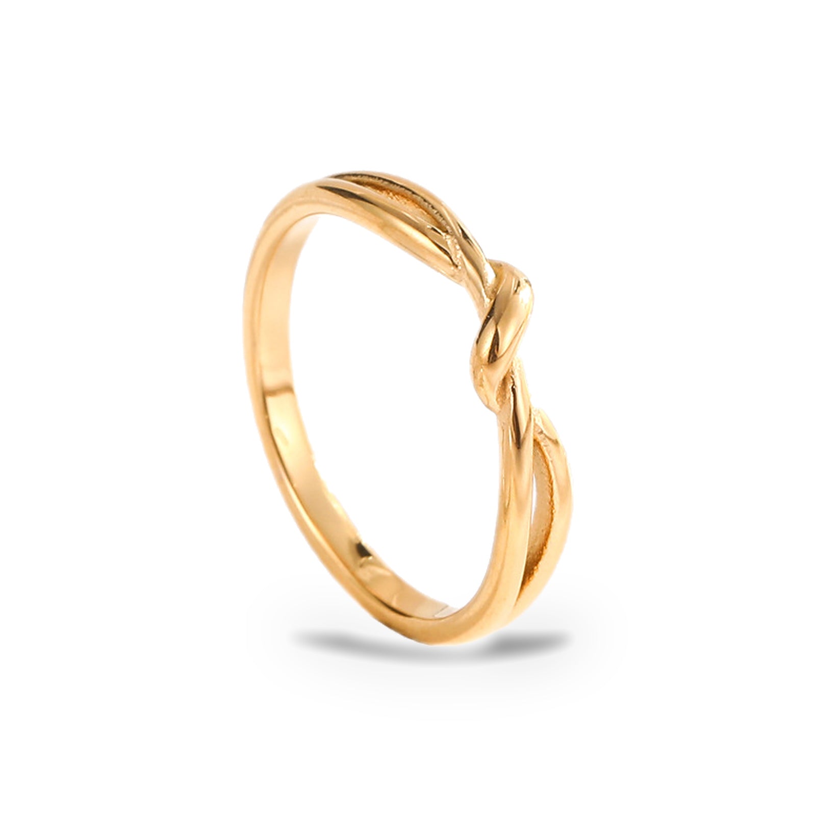 Wafa Knot Ring – 18K gold plated stainless steel, on a white background